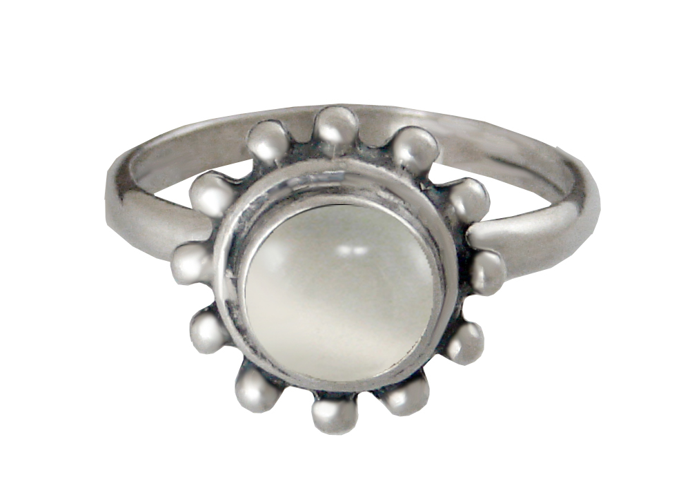Sterling Silver Gemstone Ring With White Moonstone Size 10